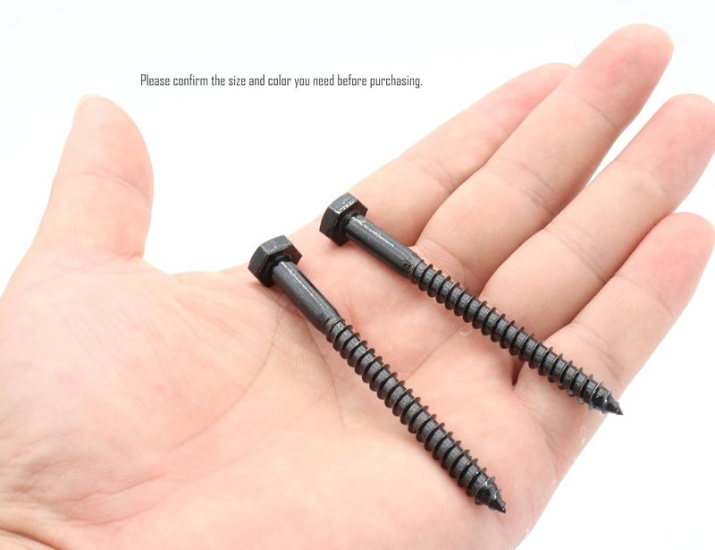 LBY 15pcs Lag Screws, 1/4" x 3" Hex Head Lag Screws Bolts (with Washers), Heavy-Duty Wood Screws for Decking & Structural Fastening, 304 Stainless Steel, (Black) - Image 2
